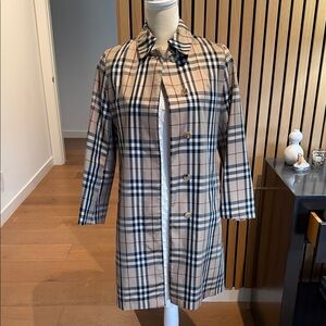 Burberry Beige and black Checkered Trench Coat